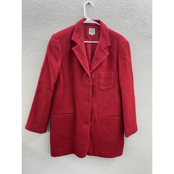 G. H. Bass & Co Womens Coat Size Small Red Wool Long Sleeve Button Up Collared - Picture 1 of 15